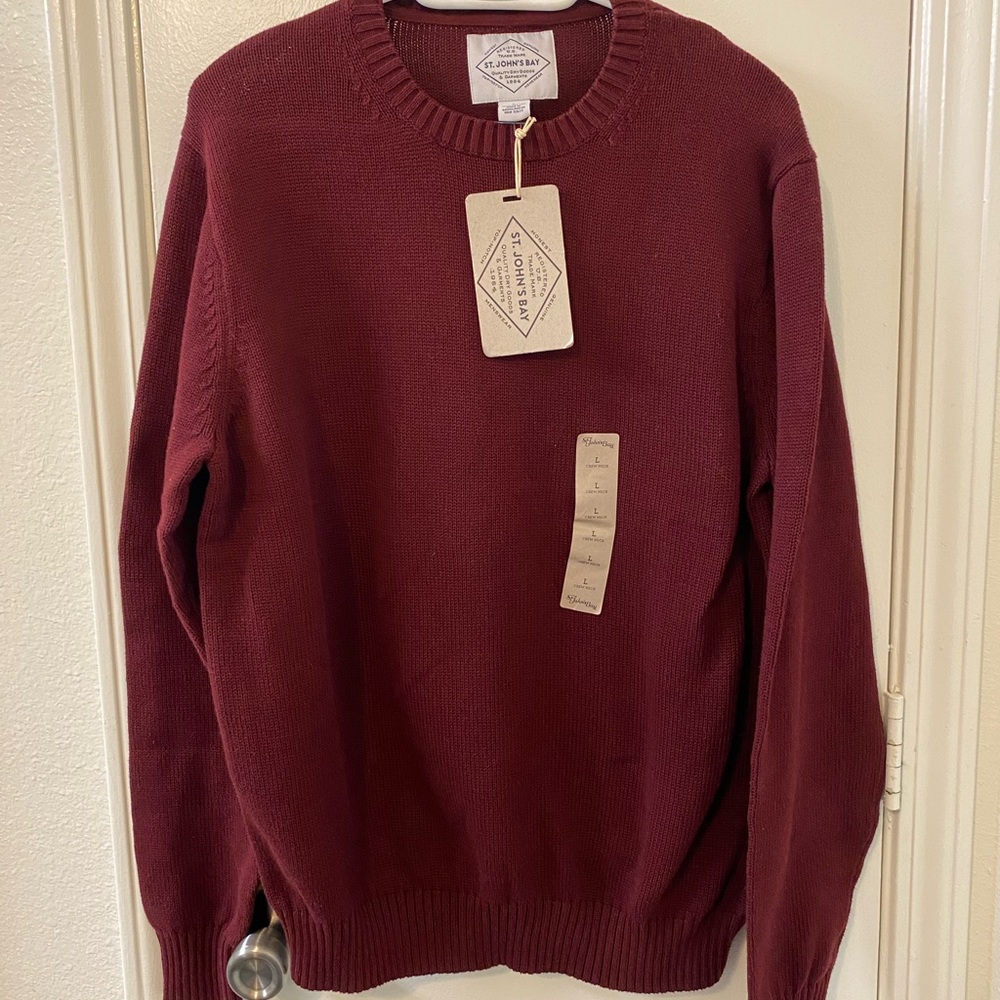 St. John's Bay Men's Crewneck Sweater - Deep Burgundy